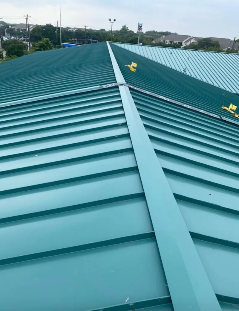 Green commercial metal roof ridge and valley for Metal Roof Repair in North Miami